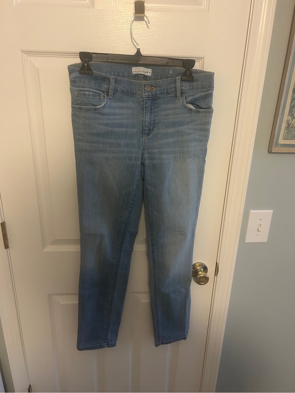 LOFT Straight Leg Jeans in Light Wash Blue